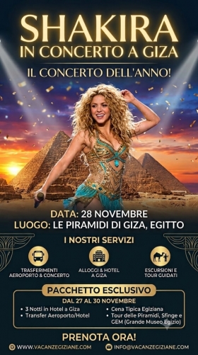 Shakira in concerto a Giza: vivi la magia dal vivo! - Vacanzegiziane
